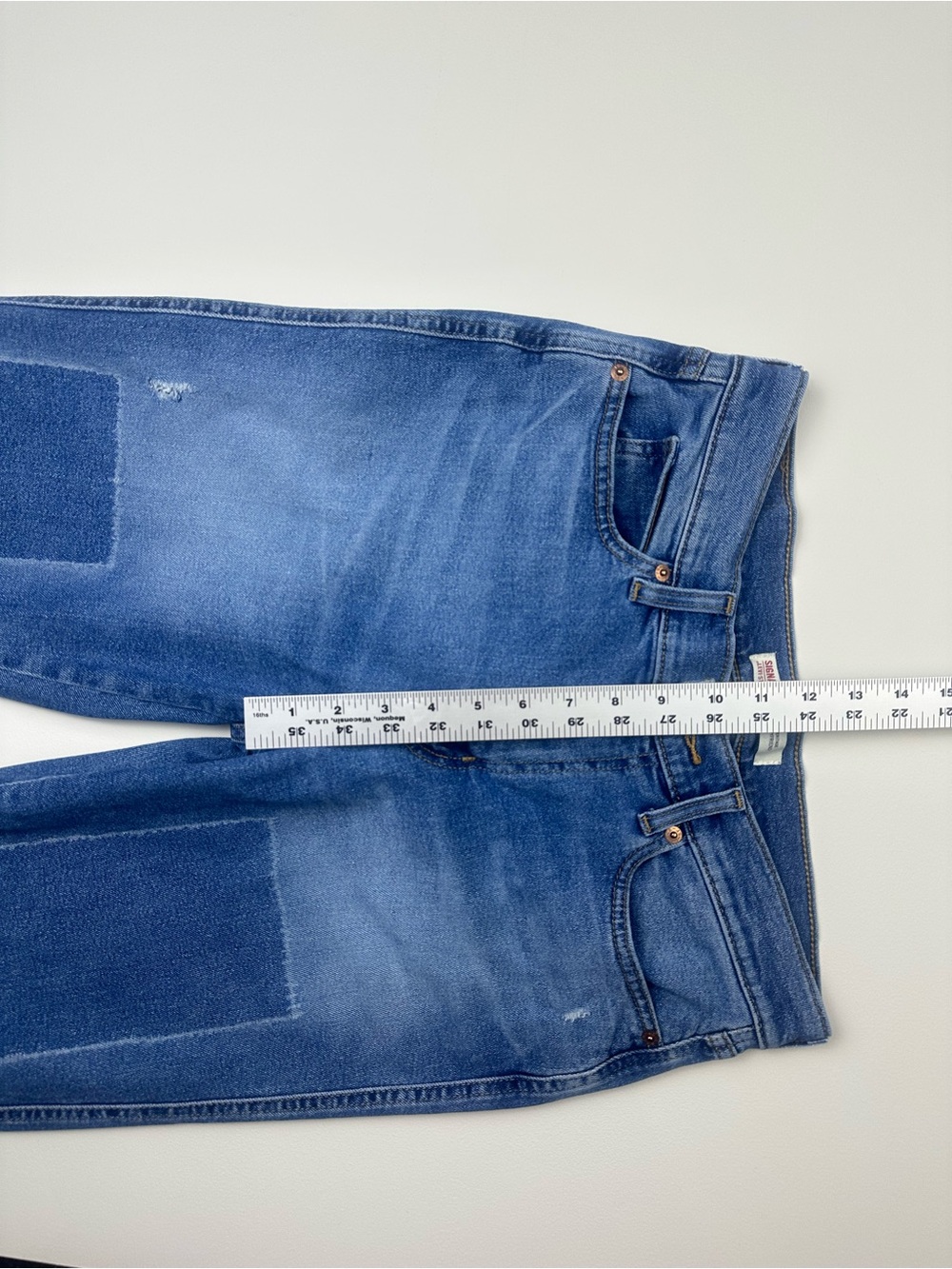 Levi Strauss Signature Heritage Boyfriend Cropped Patchwork Jeans Women’s 6 - Picture 9 of 11